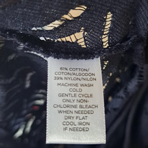 LOFT Navy Blue Tank Top Style Sleeveless Sheer Lace Blouse Sz S - Picture 4 of 4